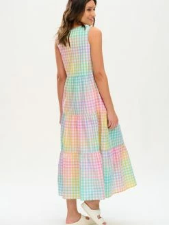 Sugarhill Brighton : Clover Maxi Smock Dress - Rainbow Gingham