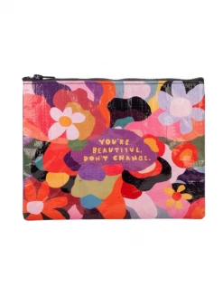 Blue Q Pouch Purse Wash Bag Recycled Plastic Beautiful Flower