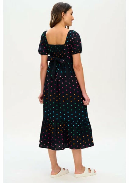 Sugarhill Brighton : Betsy Midi Smock Dress - Black, Rainbow Polka 2 Sugarhill Brighton : Betsy Midi Smock Dress - Black, Rainbow Polka
