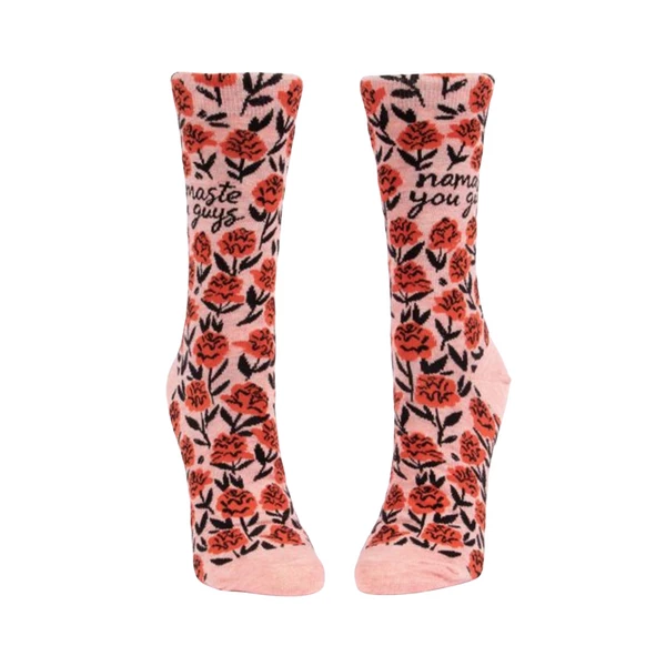 Blue Q Pink Floral Cotton Socks Crew Namaste 2 Blue Q Pink Floral Cotton Socks Crew Namaste