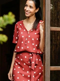 Sugarhill Brighton Emeline Polka Dot Tie Back Shirt