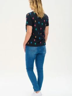 Sugarhill Brighton Maggie T Shirt Black Lightning Pop