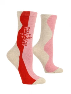 Blue Q Pink Red Cotton Socks Crew Free Time