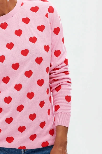 Sugarhill Brighton Simone Jumper - Pink/Red Heart Adult 3 Sugarhill Brighton Simone Jumper - Pink/Red Heart Adult