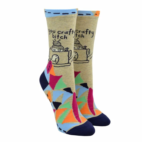 Blue Q You Crafty Bitch Women's Crew Socks 1 Blue Q You Crafty Bitch Women's Crew Socks