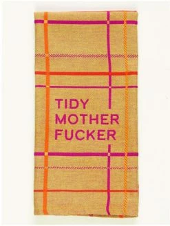 Blue Q Mustard Tea Towel Woven Stripe Tidy