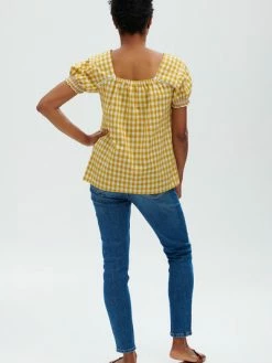 Sugarhill Brighton Alva Embroidered Top- Yellow Gingham