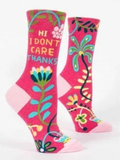 Blue Q Hi I Dont Care Thanks Womens Crew Socks By