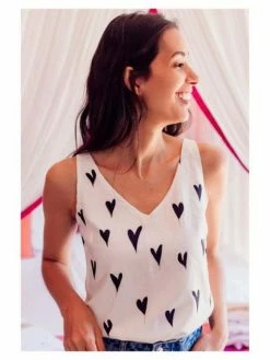 Sugarhill Brighton : Romy Vest Top - Monochrome Hearts