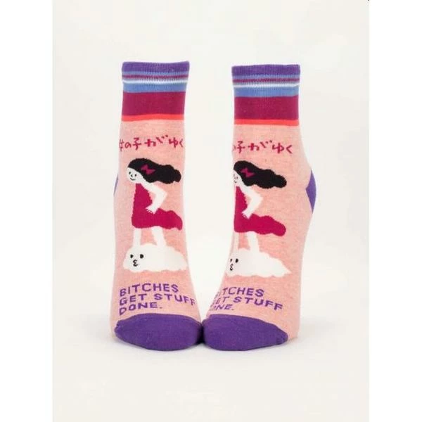 Blue Q Bitches Get Stuff Done Womens Ankle Socks 1 Blue Q Bitches Get Stuff Done Womens Ankle Socks
