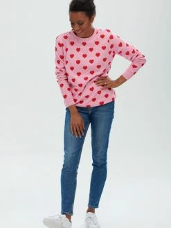 Sugarhill Brighton Simone Heart Print Jumper Pink