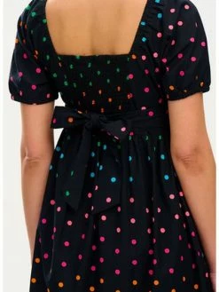 Sugarhill Brighton : Betsy Midi Smock Dress - Black, Rainbow Polka 5 Sugarhill Brighton : Betsy Midi Smock Dress - Black, Rainbow Polka