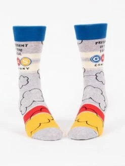 Blue Q President Of The Local Gas Company Mens Crew Socks