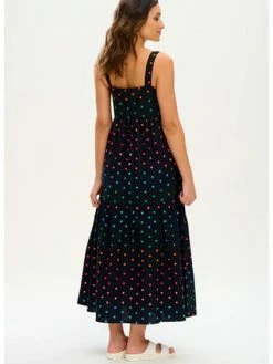 Sugarhill Brighton : Charlotte Maxi Sundress - Black, Rainbow Polka