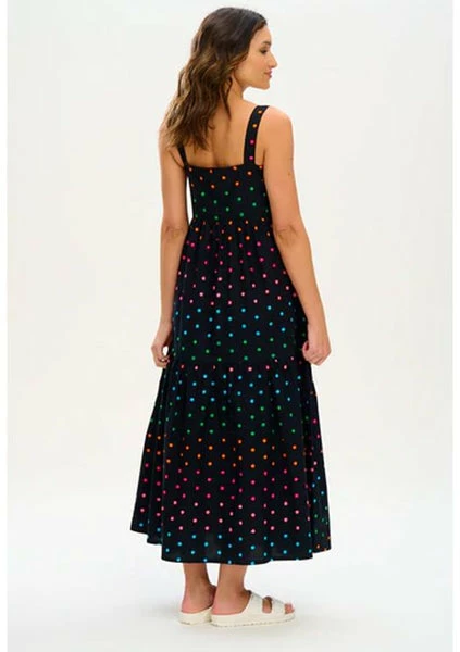 Sugarhill Brighton : Charlotte Maxi Sundress - Black, Rainbow Polka 1 Sugarhill Brighton : Charlotte Maxi Sundress - Black, Rainbow Polka