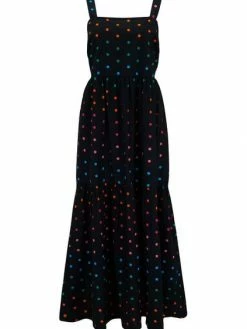 Sugarhill Brighton : Charlotte Maxi Sundress - Black, Rainbow Polka