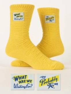 Blue Q What Are We Waiting For Tag Socks