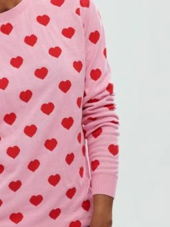 Sugarhill Brighton Simone Jumper - Pink/Red Heart Adult
