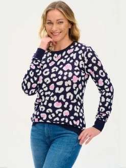 Sugarhill Brighton Callie Navy Leopard Jumper