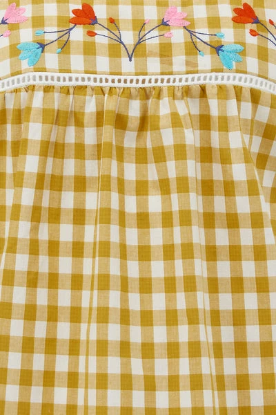Sugarhill Brighton Alva Embroidered Top- Yellow Gingham 3 Sugarhill Brighton Alva Embroidered Top- Yellow Gingham