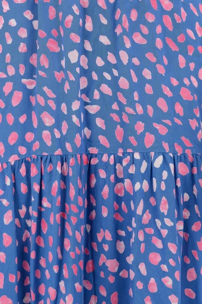Sugarhill Brighton : Polly Batik Maxi Tiered Dress - Blue/pink, Painterly Spot 1 Sugarhill Brighton : Polly Batik Maxi Tiered Dress - Blue/pink, Painterly Spot