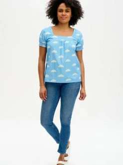 Sugarhill Brighton : Alva Top - Blue, Cloudy Skies