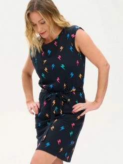 Sugarhill Brighton : Kate Jersey Dress - Black, Lightning Pop