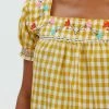 Sugarhill Brighton Alva Embroidered Top- Yellow Gingham
