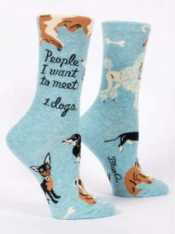 Blue Q People I Want To Meet Dogs Womens Crew Socks By