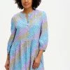 Sugarhill Brighton : Astra Smock Dress - Blue, Sliding Hearts