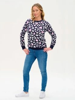 Sugarhill Brighton Callie Navy Leopard Jumper