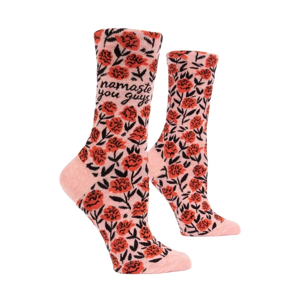 Blue Q Pink Floral Cotton Socks Crew Namaste 1 Blue Q Pink Floral Cotton Socks Crew Namaste