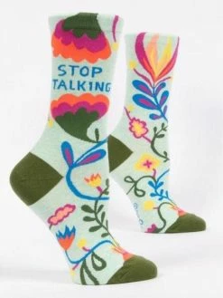 Blue Q Stop Talking Womens Crew Socks