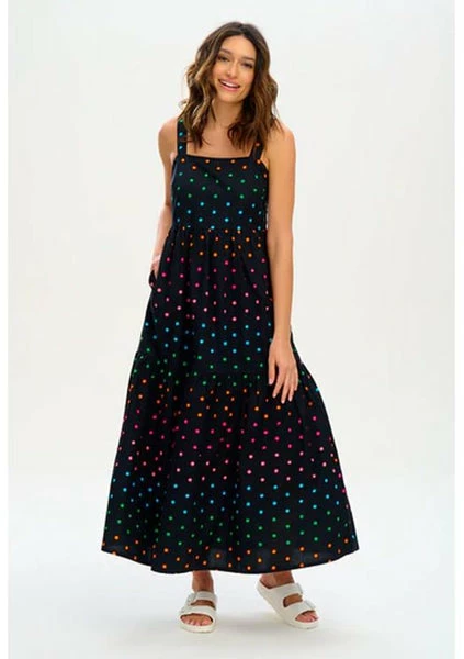 Sugarhill Brighton : Charlotte Maxi Sundress - Black, Rainbow Polka 3 Sugarhill Brighton : Charlotte Maxi Sundress - Black, Rainbow Polka