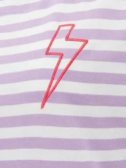 Sugarhill Brighton Maggie Lilac Stripe Embroidered T Shirt