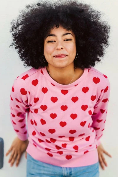 Sugarhill Brighton Simone Jumper - Pink/Red Heart Adult 2 Sugarhill Brighton Simone Jumper - Pink/Red Heart Adult