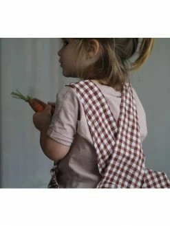 Linge Particulier Vichy Brique Linen Japanese Apron kids
