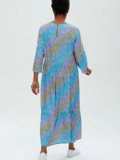 Sugarhill Brighton Polly Tiered Dress-Blue, Sliding Hearts