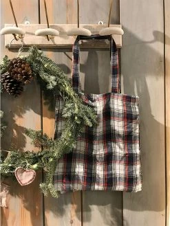 Linge Particulier Washed Linen Cloth Bag Scottish square