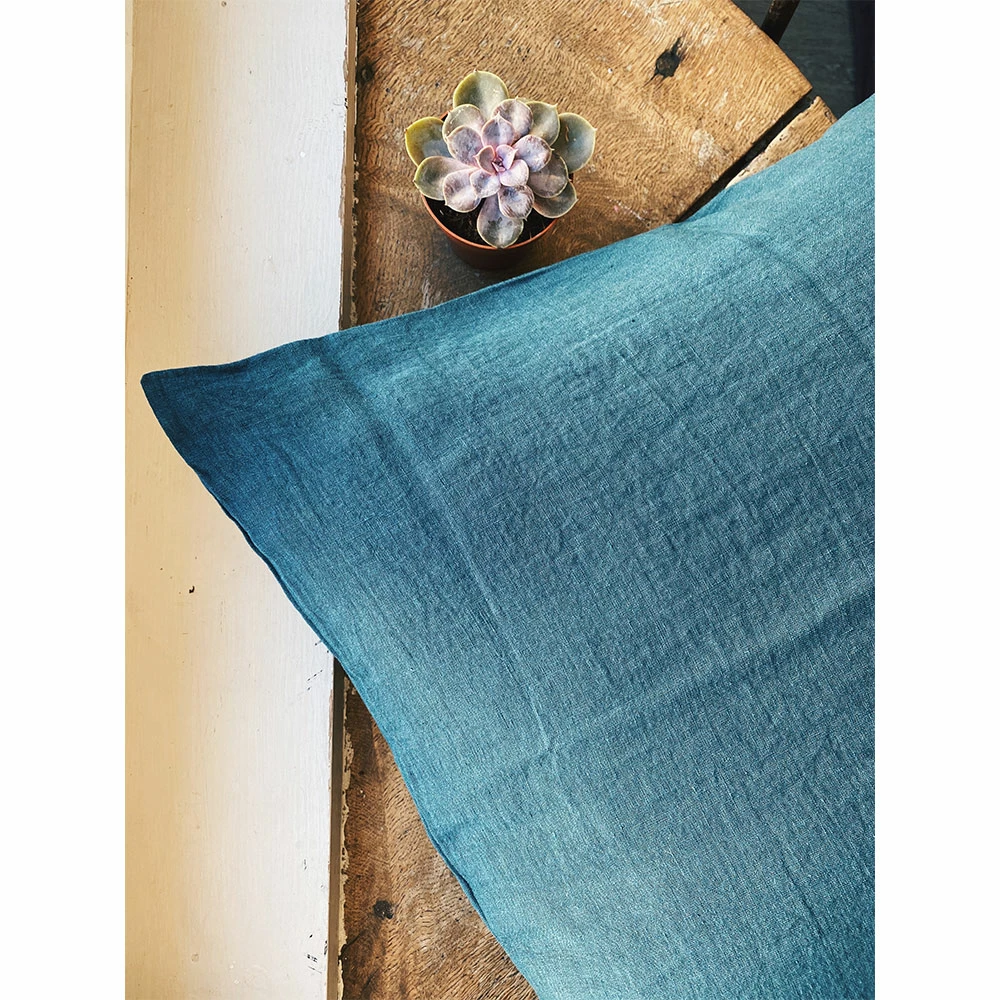 Linge Particulier Bleu Canard Blue Linen Cushion Cover 50 x 50 cm 2 Linge Particulier Bleu Canard Blue Linen Cushion Cover 50 x 50 cm