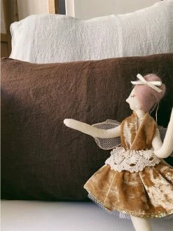 Linge Particulier Marron Linen Cushion Cover 30 x 40 cm