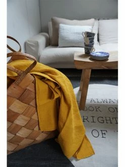 Linge Particulier Waffle Linen Bed Throw 140 x 200 cm Honey