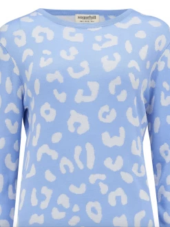 Sugarhill Brighton Callie Jumper - Blue & White, Leopard With Rainbow