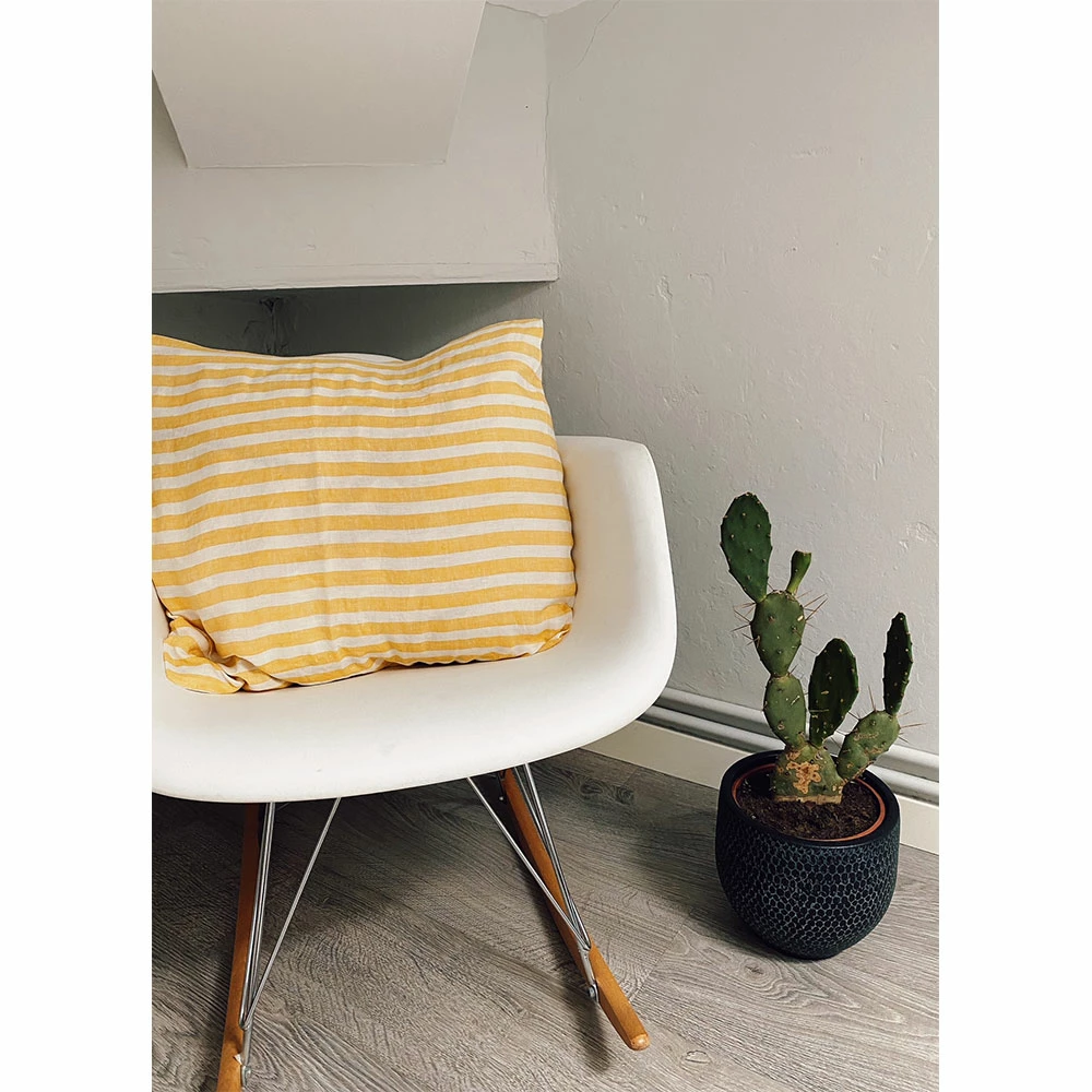 Linge Particulier Large Yellow Stripes Linen Cushion Cover 50 x 50 cm 1 Linge Particulier Large Yellow Stripes Linen Cushion Cover 50 x 50 cm