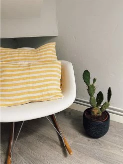 Linge Particulier Large Yellow Stripes Linen 30 x 40 cm Cushion