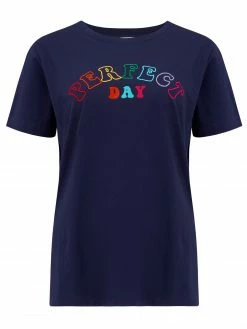 Sugarhill Brighton Maggie T-Shirt - Navy, Perfect Day Embro
