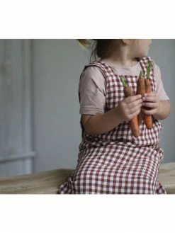 Linge Particulier Vichy Brique Linen Japanese Apron kids