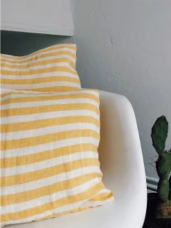 Linge Particulier Large Yellow Stripes Linen 30 x 40 cm Cushion