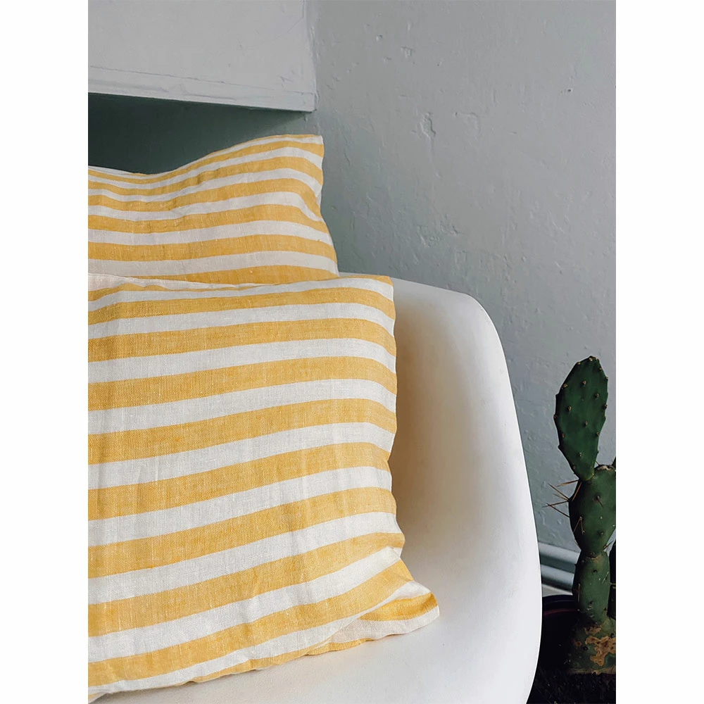 Linge Particulier Large Yellow Stripes Linen 30 x 40 cm Cushion 2 Linge Particulier Large Yellow Stripes Linen 30 x 40 cm Cushion