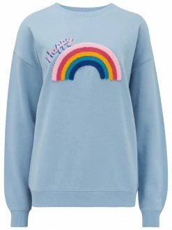 Sugarhill Brighton Noah Sweatshirt - Dusky Blue, Happy Rainbow